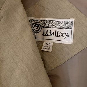 Tan J Gallery Trench/Rain coat, Oversized, button down with belt & shoulder pads